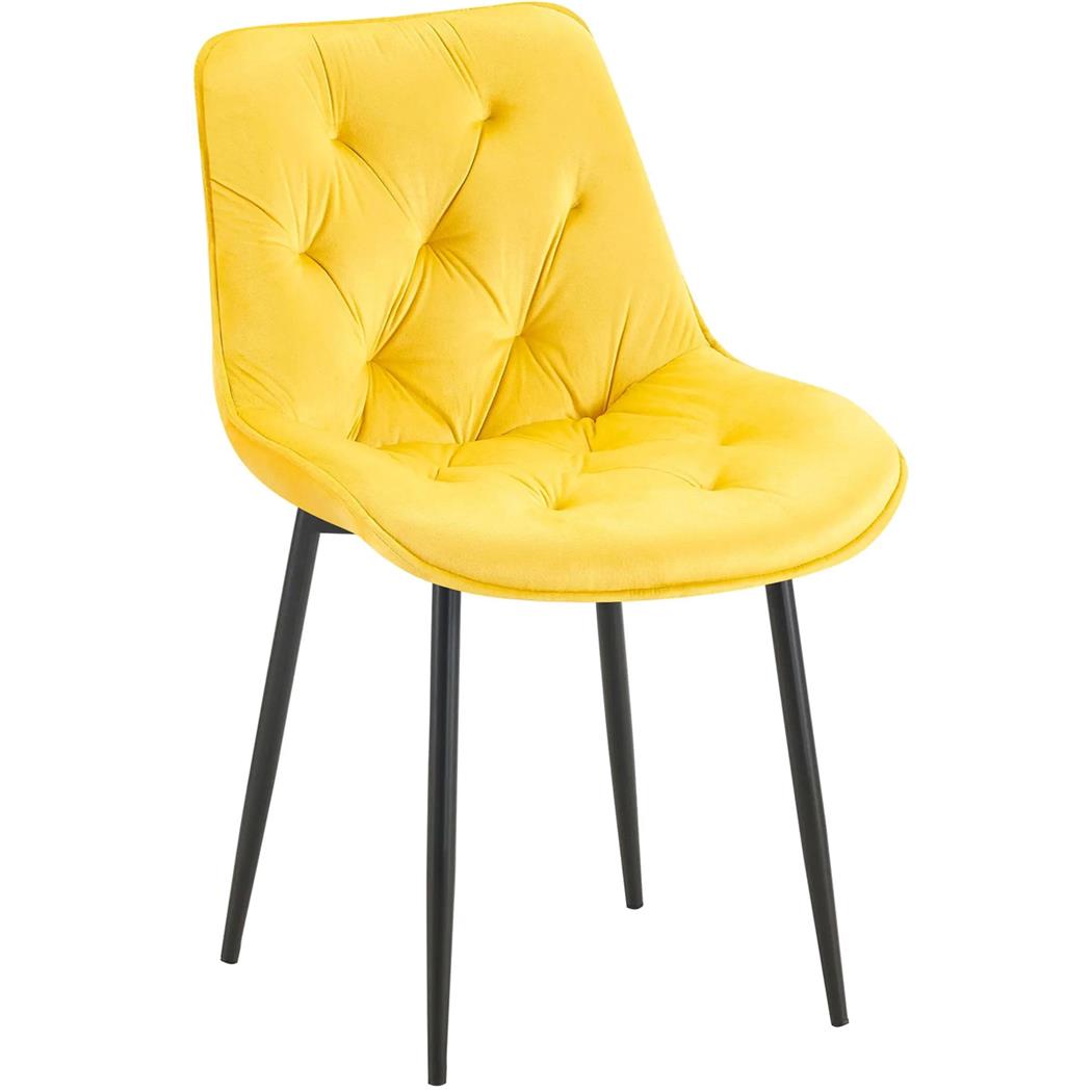 Chaise visiteur GRACE, Design Confortable et Elégant, Piétement métallique, en Velours Jaune