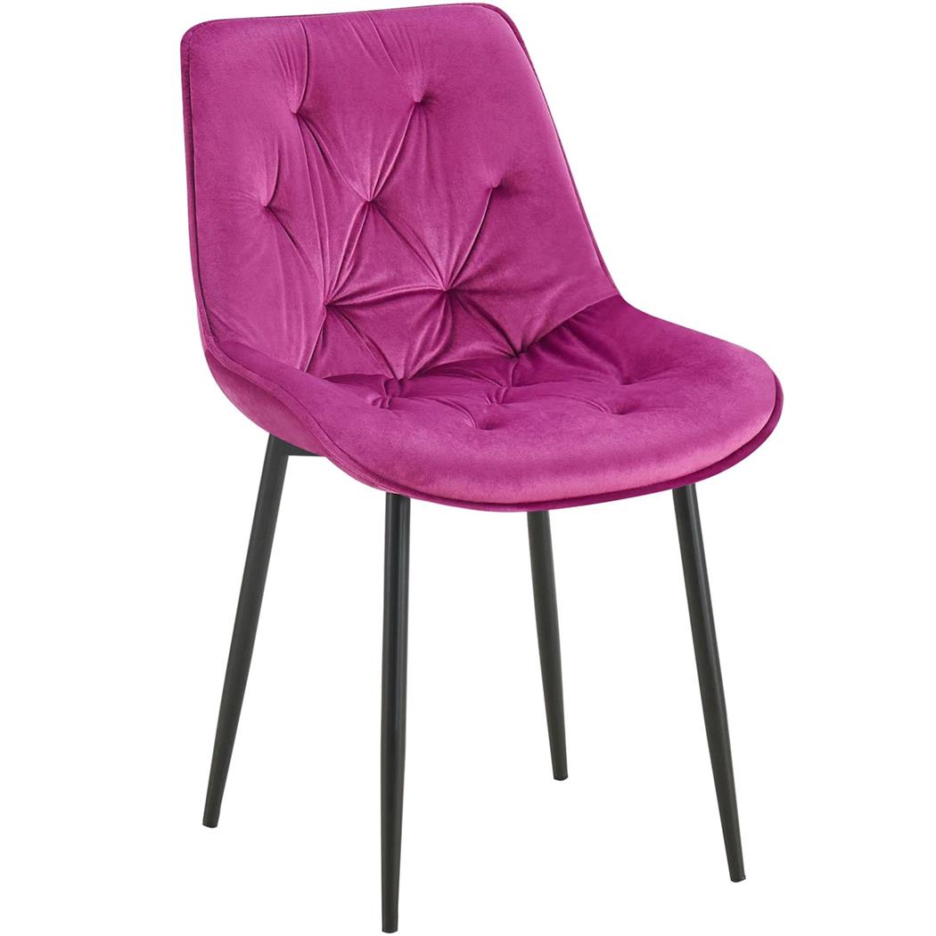 Chaise visiteur GRACE, Design Confortable et Elégant, Piétement métallique, en Velours Violet