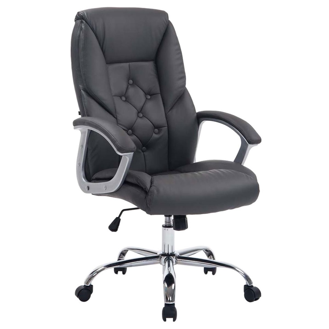 Fauteuil de Bureau DIONÉ PRO, Design élégant, Grand Rembourrage, Résistant jusqu'à 210kg, cuir, Gris