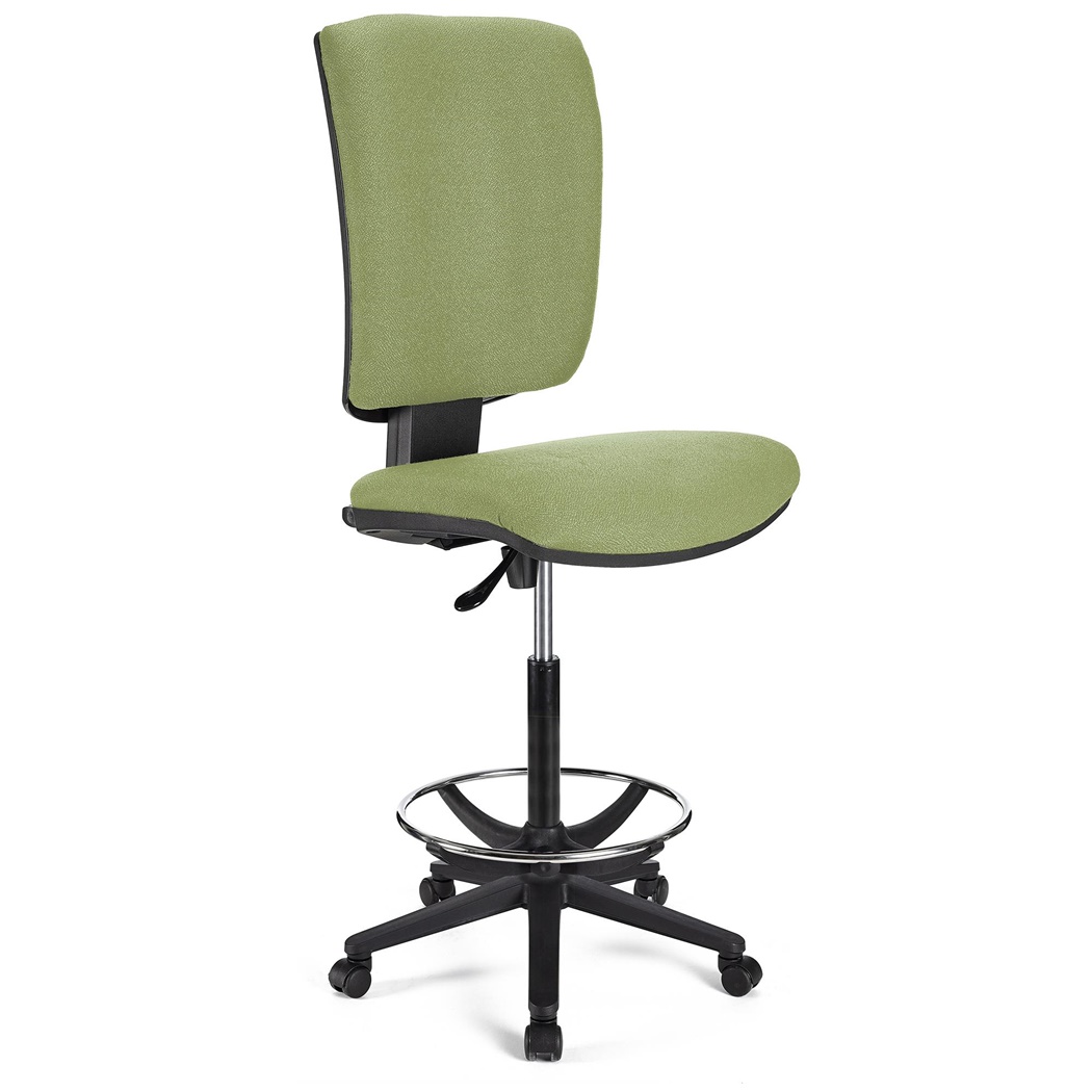 Tabouret de Bureau ATLAS SANS ACCOUDOIRS, Dossier Ajustable, Grand Rembourrage, en tissu, Vert Olive