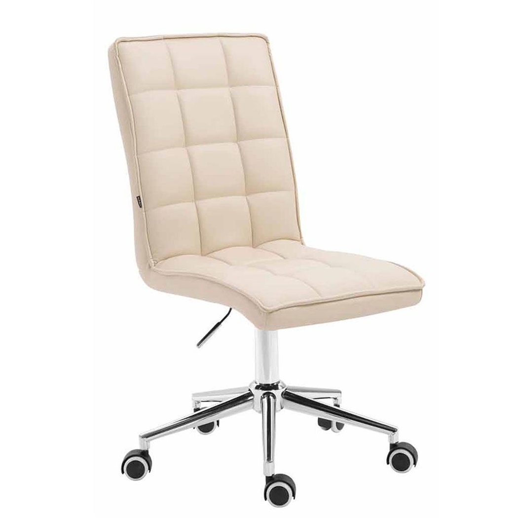 Chaise de bureau SAPHIR CUIR, Rembourrage Épais, Structure Métallique, couleur Crème