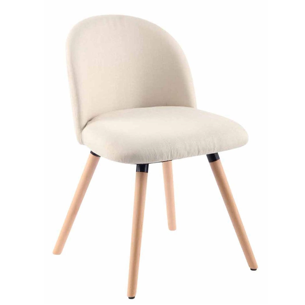 Chaise visiteur MONA, Design Exclusif, Structure en Bois couleur Hêtre, Tissu Crème