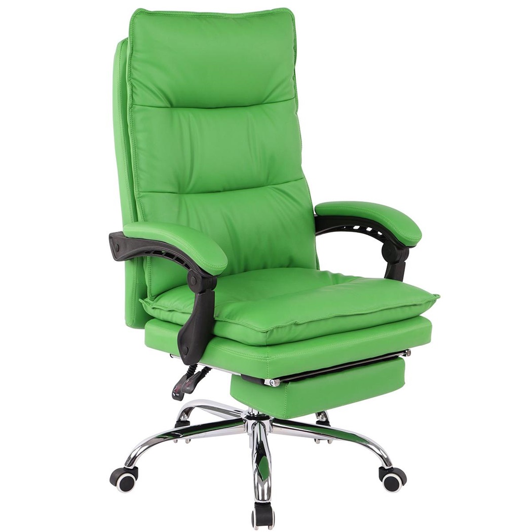 Fauteuil de bureau MARIUS, Repose-pieds, Confortable, en Cuir, Vert