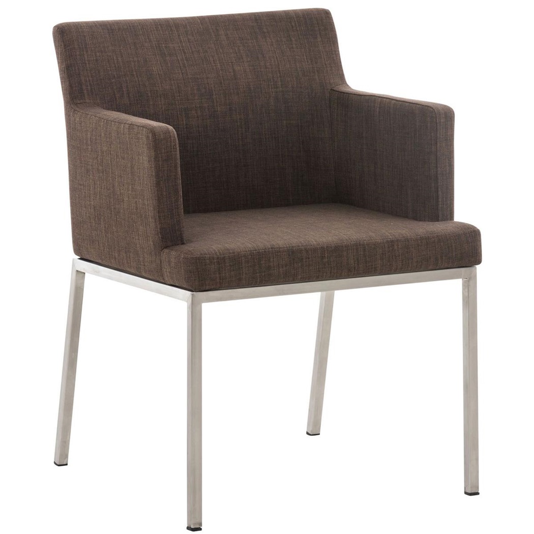 Fauteuil visiteur NICKY TISSU, Design et Confort, Pieds en Acier, Marron