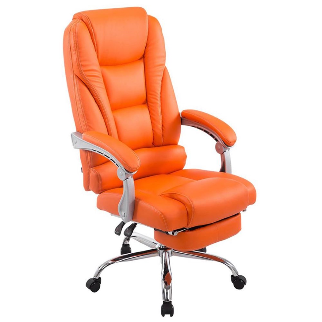 Fauteuil de bureau COMODITY, Repose-pieds Extensible, en Cuir, Orange