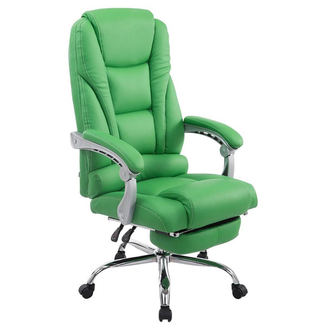 Fauteuil de bureau COMODITY, Repose-pieds Extensible, en Cuir, Vert