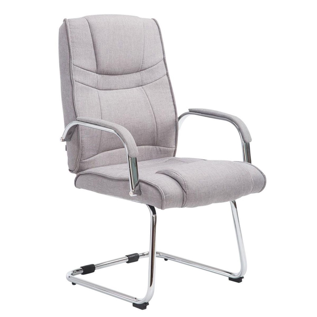 Chaise de réunion DENVER TISSU, Structure métallique, Revêtement en Tissu Gris