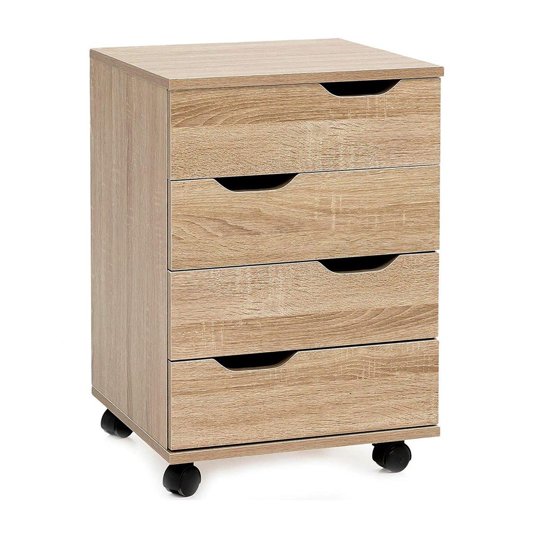 Caisson Mobile KONGO, 4 Tiroirs, 40x60x40 cm, en Bois, Couleur Chêne