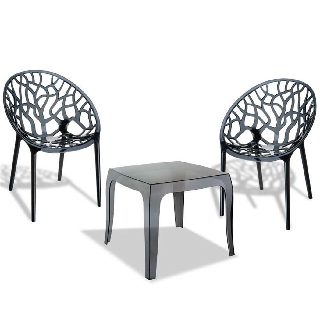 Lot 2 Chaises visiteur KRISTY avec Table, Design Moderne et Structure Solide, Noir