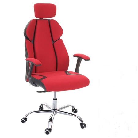 Chaise de Bureau TUXON, Design Exlusif et Ergonomique, Piétement en Métal, en Tissu, Rouge