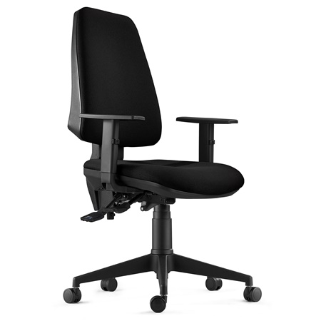 DEMO# Chaise de Bureau Ergonomique INDIANA, en Tissu Noir, avec Accoudoirs Ajustables