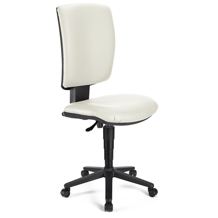 DEMO# Chaise de Bureau ATLAS SANS ACCOUDOIRS CUIR, Dossier Ajustable, Grand Rembourrage, Blanc