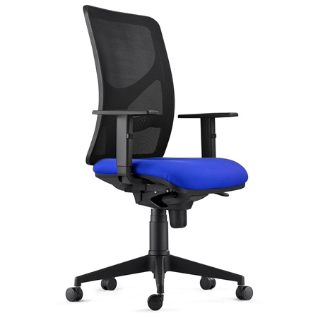 DEMO# Chaise de bureau MILO, Accoudoirs Ajustables, Support Lombaire, en Tissu, Bleu