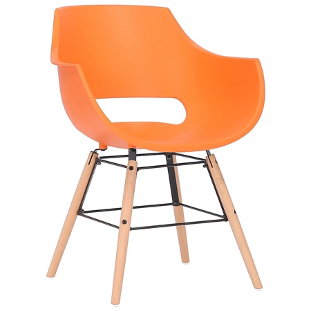 Chaise Visiteur CALIFORNIA, Design Nordique, Pieds en Bois Clair, Orange