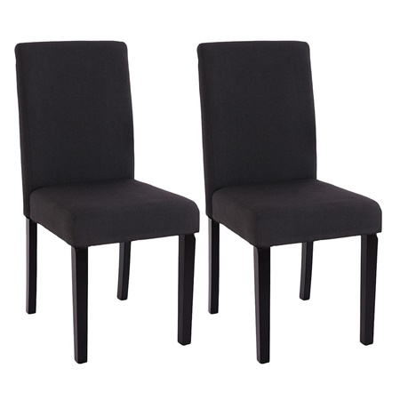 Lot de 2 Chaises de Salle à Manger LITAU TISSU, Joli Design, Noir, Pieds Noirs