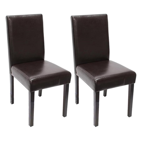 Lot de 2 Chaises de Salle à Manger LITAU CUIR AUTHENTIQUE, Marron, Pieds Noirs