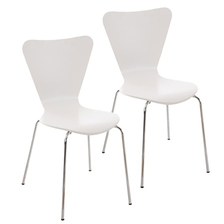 Lot de 2 Chaises de Salle à manger LERMA, Structure Métallique, Empilables, Blanc