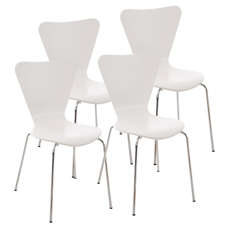 Lot de 4 Chaises de Salle à manger LERMA, Structure Métallique, Empilables, Blanc