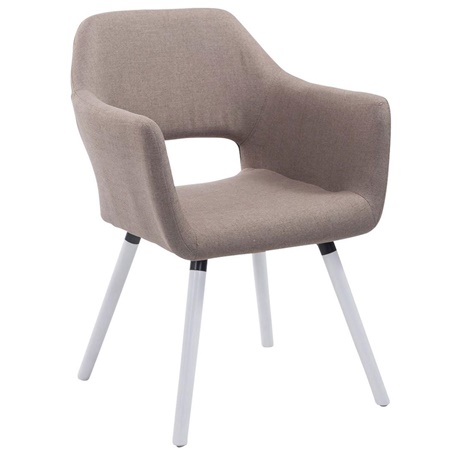 Chaise de Salle à Manger NAMASTE en Tissu Taupe, Pieds en Chêne Blanc