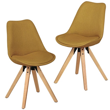 Lot de 2 Chaises de Salle à Manger VIVALDI Ocres, Structure en Bois