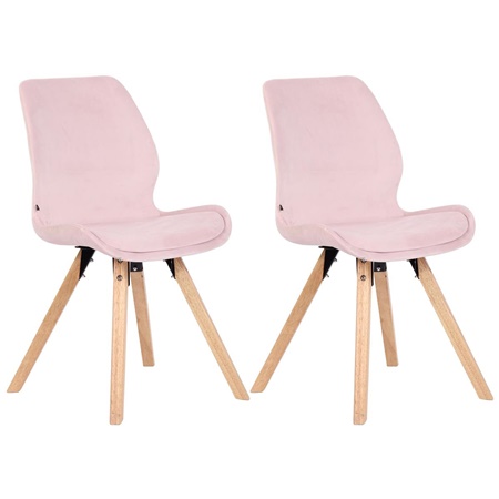 Lot de 2 Chaises Visiteur KALI VELOURS, Pieds en Hêtre, Assise Rembourrée, Rose