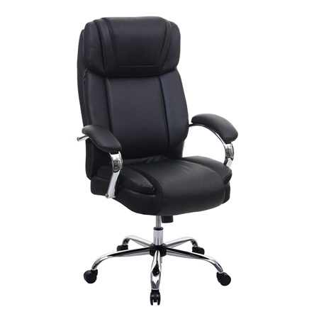 Fauteuil de bureau KELTY, Grand rembourrage, supporte jusqu'à 220kg, Noir