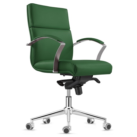 DEMO# Fauteuil de Bureau RABAT, en Cuir, Vert, Dossier Basculant Taille Intermédiaire