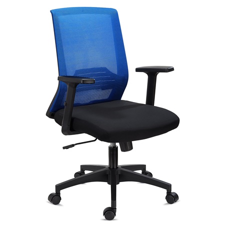 Chaise de Bureau ACTIVE, Support Lombaire, Accoudoirs Ajustables, Confortable et Robuste, Bleu