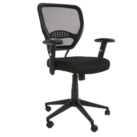 DEMO# Chaise de bureau XXL TENOYA, Assise Rembourrée,  Dossier en maille, Noir