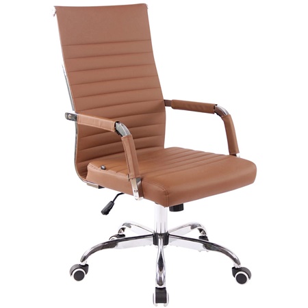 DEMO# Chaise de bureau BERLIN, Design Élégant, Structure en Métal, en Cuir, Marron