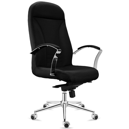 DEMO# Fauteuil de Bureau CANCUN, Rembourrage Épais, Dossier Haut, en Tissu Noir