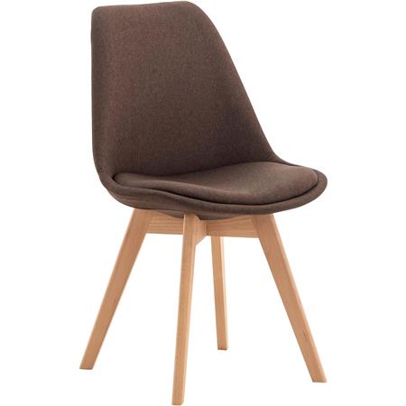 Chaise visiteur SKYLER, Style Scandinave, Piétement en Bois de Hêtre, en Tissu Marron