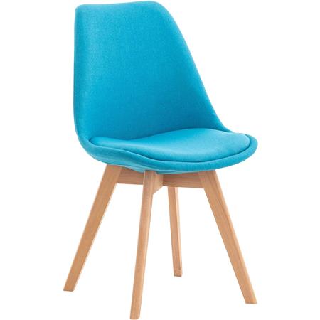 Chaise visiteur SKYLER, Style Scandinave, Piétement en Bois de Hêtre, en Tissu Turquoise