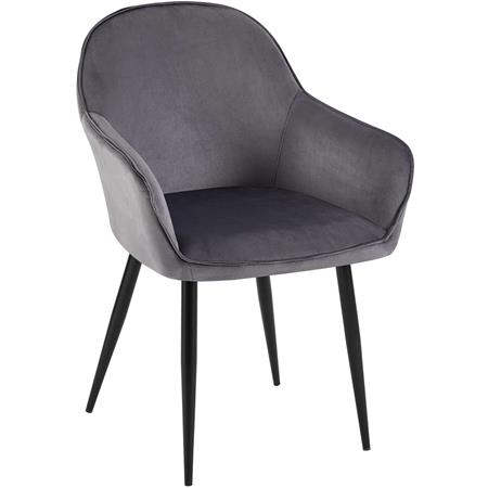 Chaise Visiteur TAMARA, Design Moderne et Sophistiqué, en Velours Gris Foncé