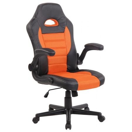 Chaise Gamer LOTUS, accoudoirs relevables,  cuir et maille respirable, orange