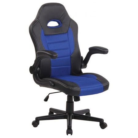 Chaise Gamer LOTUS, accoudoirs relevables, cuir et maille respirable, bleu