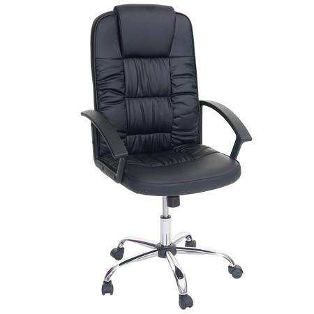 Fauteuil de bureau FIDEL, Mécanisme Basculant, Accoudoirs rabattables, Cuir, Noir