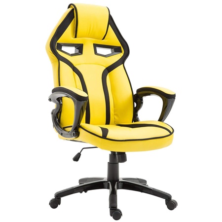 Chaise Gaming GOTHAM, Mécanisme d’Inclinaison Basculant, Design Sportif, en Cuir Jaune