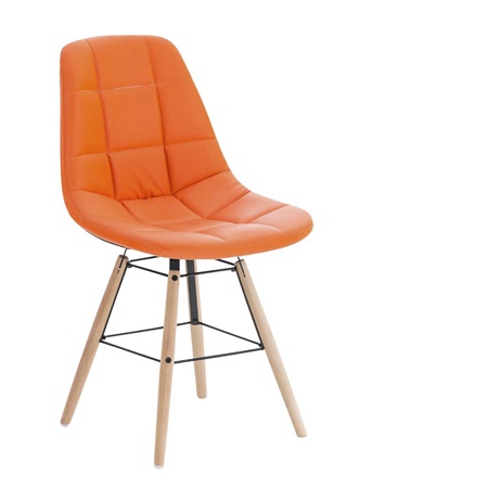 Chaise Visiteur TOMMY, Design Scandinave, en Bois et Cuir Orange