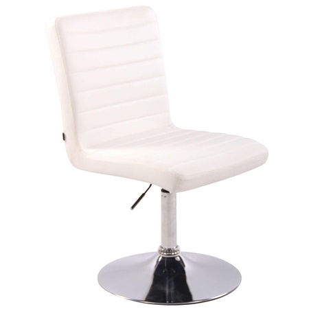 Chaise visiteur KATE, Ajustable en Hauteur, Piétement Métallique Fixe, en Cuir Blanc