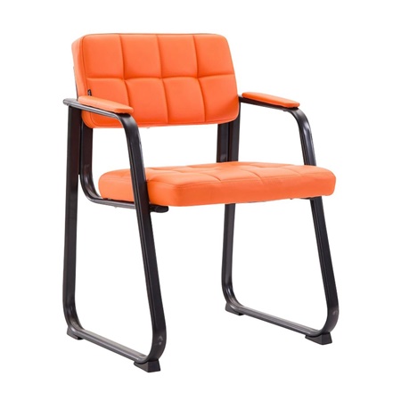 Chaise visiteur CABANA, Design Moderne, Structure Métallique, en Cuir, couleur Orange