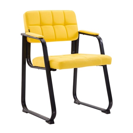 Chaise visiteur CABANA, Design Moderne, Structure Métallique, en Cuir, couleur Jaune