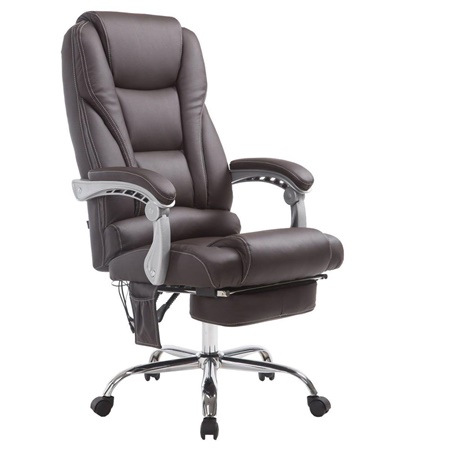 Fauteuil de bureau COMODITY MASSAGE CUIR, Repose-pieds Extensible, Fonction massage, Marron