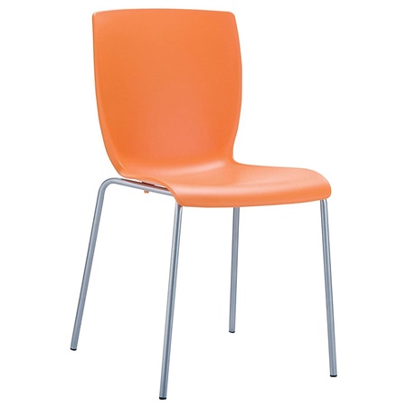 Chaise de Réunion ROMAIN, Empilable, Structure Métallique, Orange
