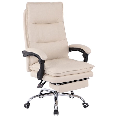 Fauteuil de bureau MARIUS TISSU, Repose-pieds, Confortable, Crème