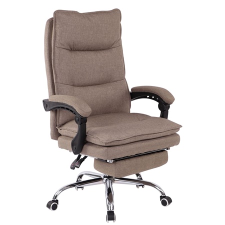 Fauteuil de bureau MARIUS TISSU, Repose-pieds, Confortable, Marron Clair