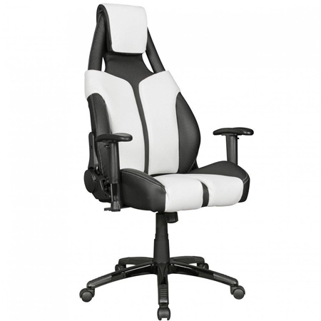 DEMO# Fauteuil Gamer QUEEN, Élégance et Qualité, en Cuir, Noir et Blanc