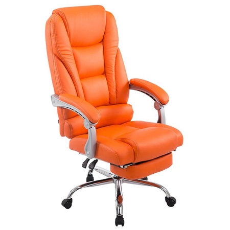 Fauteuil de bureau COMODITY, Repose-pieds Extensible, en Cuir, Orange