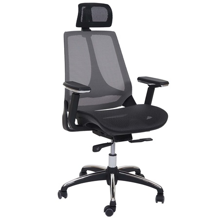 DEMO# Chaise Ergonomique ALAN en maille, Mécanisme Synchrone, Utilisation 8 h, Gris et Noir